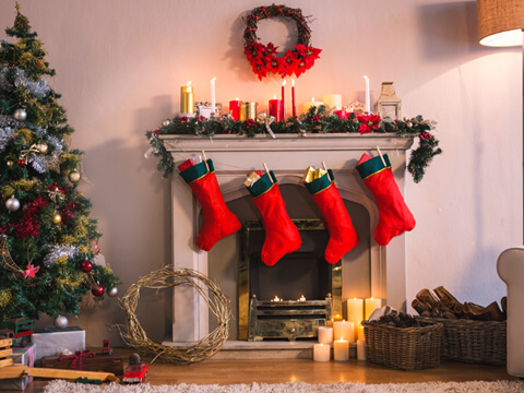 A Christmassy fireplace