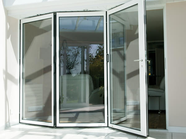 White bi-folding doors