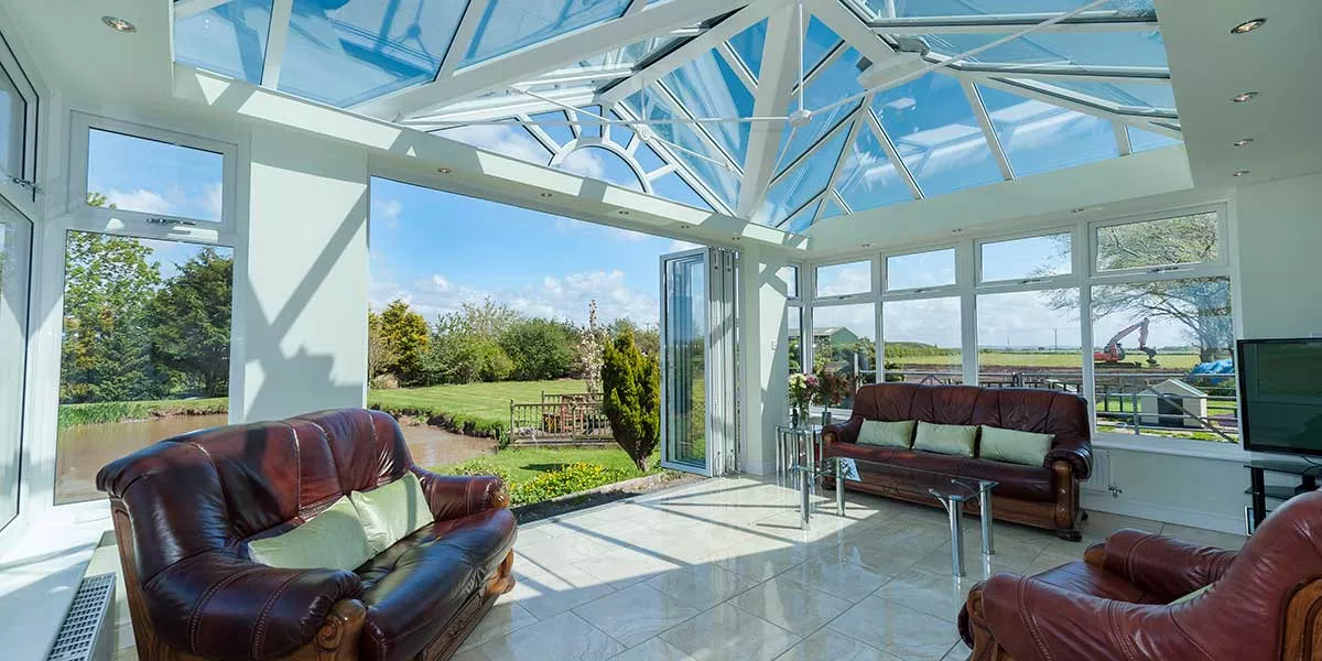 Brick Conservatory Internal View of Garden