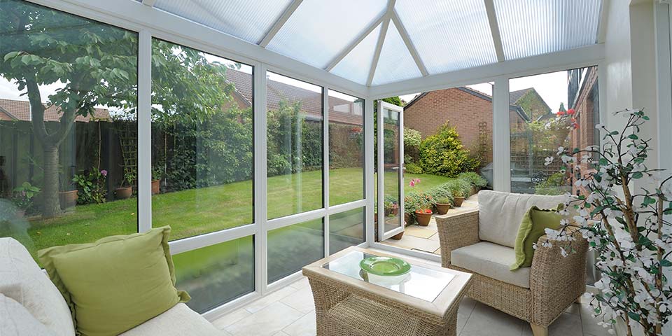 Glass-to-Floor Conservatory Internal View To Garden